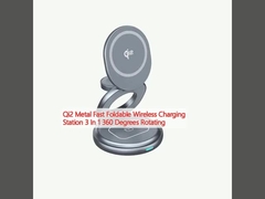 Estação de carregamento sem fio dobrável rápida Qi2 Metal 3 em 1 360 graus rotativo